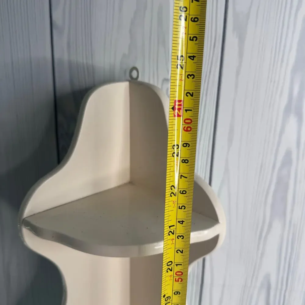 Vintage MCM White Painted Corner Shelf 3 Tier Shabby Cottage Primitive 25 x 11
